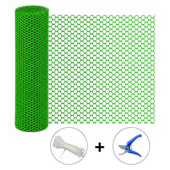 450 GSM Virgin HDPE Garden Fencing Net | Heavy Duty Green Hexa Fence Mesh for Garden, Balcony & Plant Protection with Cutter and Cable Ties