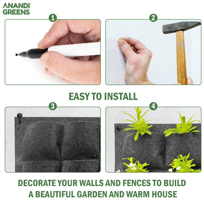 Wall-Mounted Grow Bags - 18 Pockets for Vertical Gardening (Indoor & Outdoor)