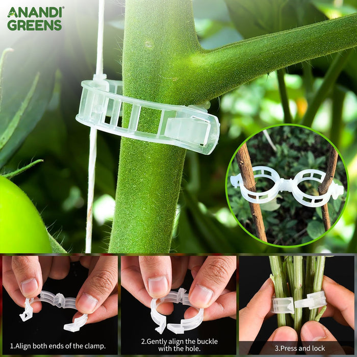 plastic plant support clips Plant Support Clips (Pack of 50 Pcs) for Gardening & Plant Care — Anandi Green's