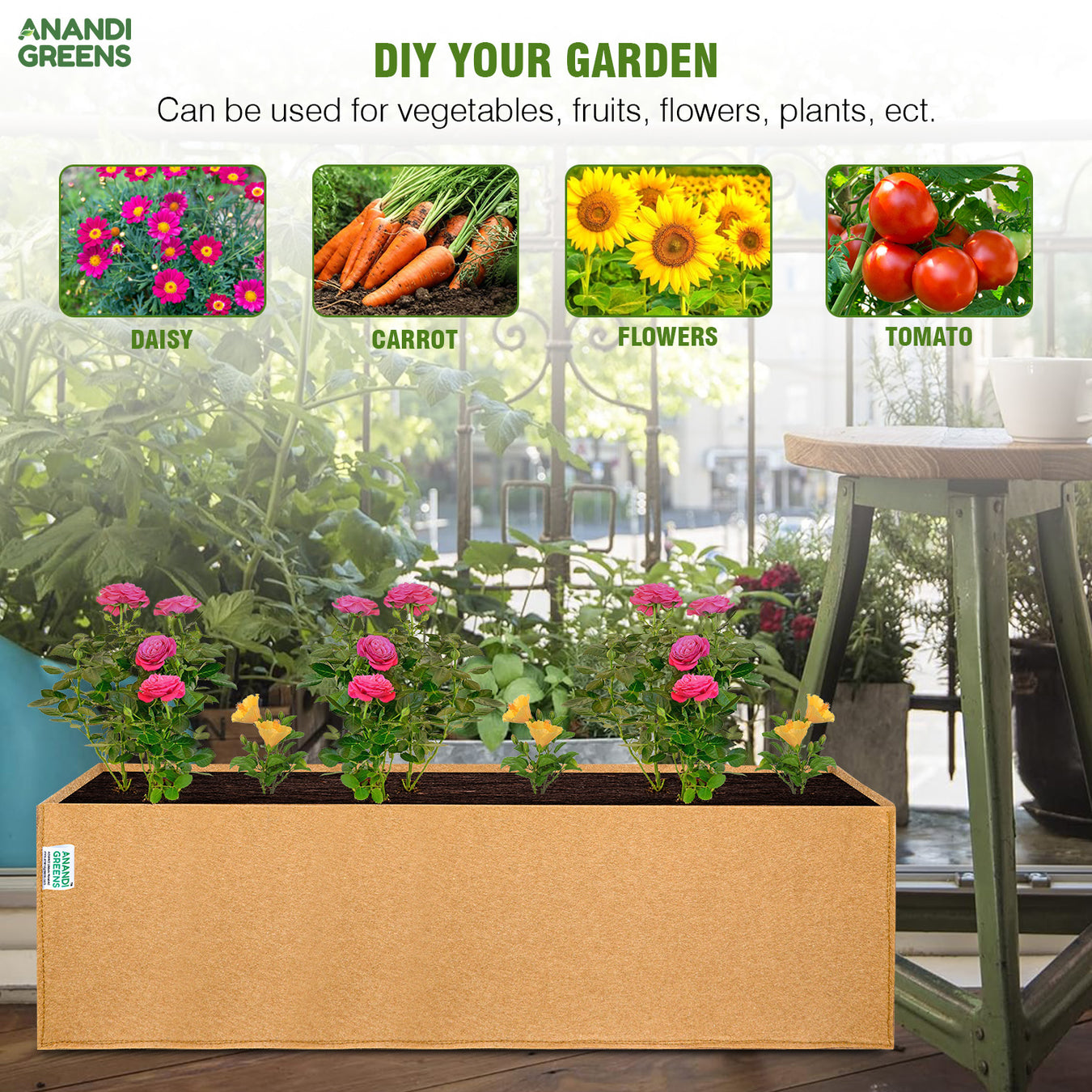 Geo Fabric Rectangular Grow Bag