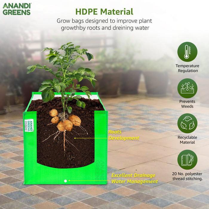 HDPE Plant Grow Bag 260 GSM Square Shaped  12X12X12 Inch Pack of 4