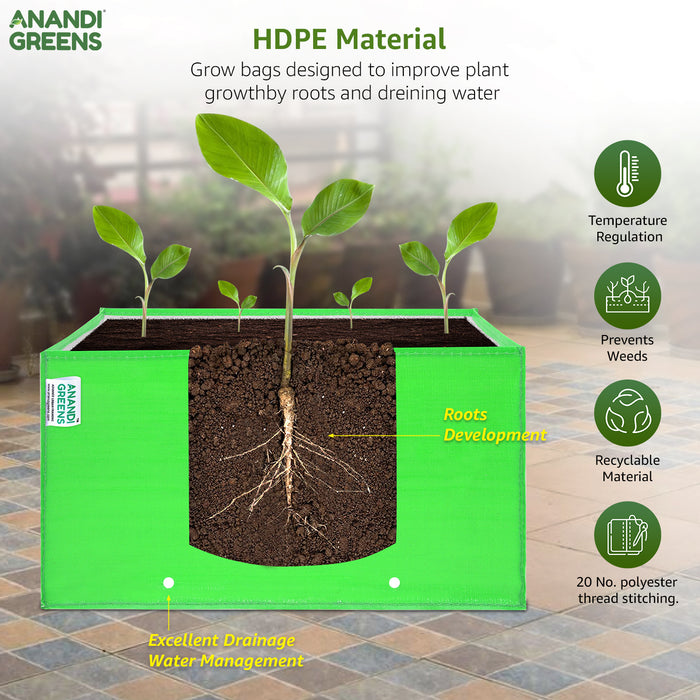 HDPE Plant Grow Bag 260 GSM Rectangular Shaped  24X12X12 Inch Pack of 2