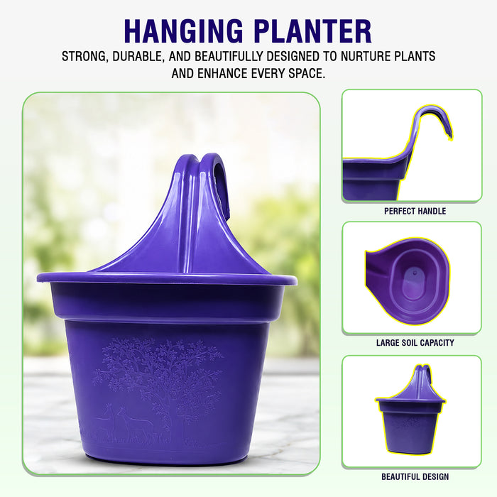 Plastic Hook Hanging Planter Pot for Balcony Railings (29 cm)
