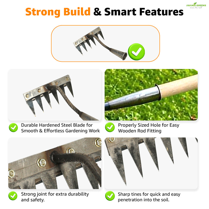 weeding rake  6 teeth durable Gardening tool with strong build & smart features