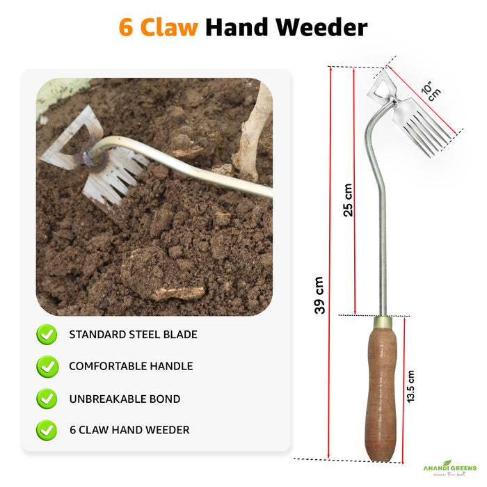 3-Piece Hand Hoe Cultivator Tool Set
