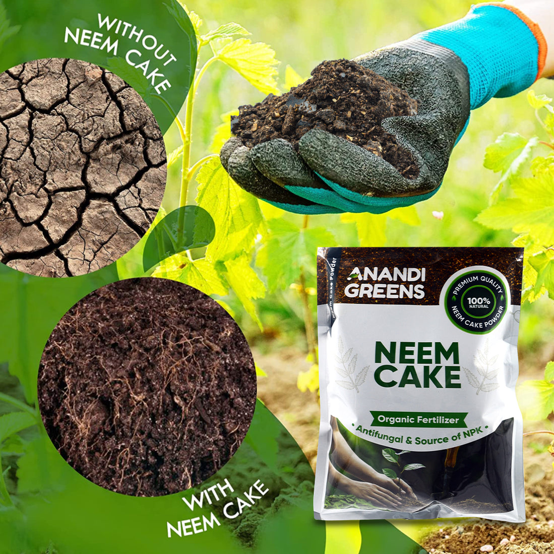 Neem Cake Powder for plants for organic gardening — Anandi Green's