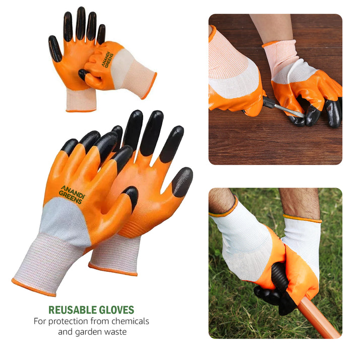 6-Piece Gardening Plastic Handle Tools Kit with Protective Gloves