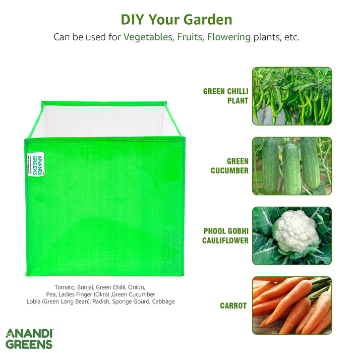 HDPE Plant Grow Bag 260 GSM Square Shaped  12X12X12 Inch Pack of 4