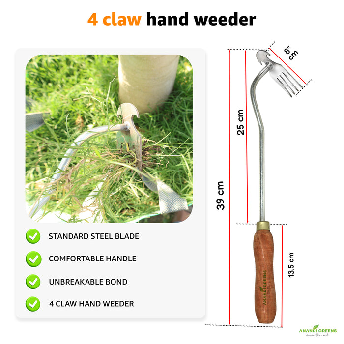 3-Piece Hand Hoe Cultivator Tool Set