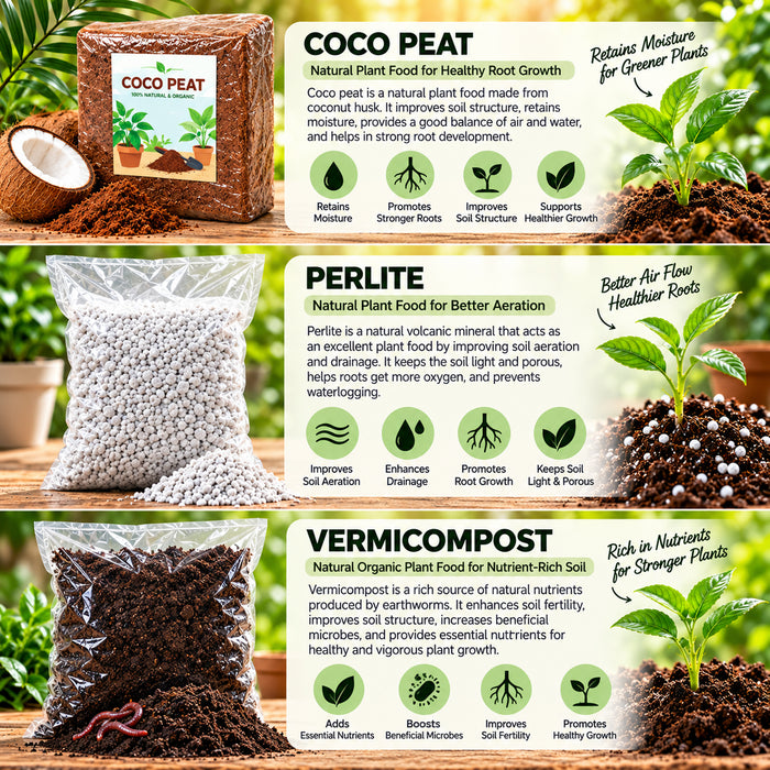  6-in-1 Soilless Potting Mix Combo Cocopeat, Vermicompost, Perlite, Trichoderma, Pseudomonas &  Bone Meal for Plants growth, Strong root & disease Control
