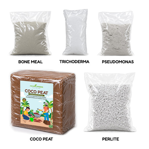 6-in-1 Soilless Potting Mix Combo Cocopeat, Vermicompost, Perlite, Trichoderma, Pseudomonas &amp; Bone Meal for Plants