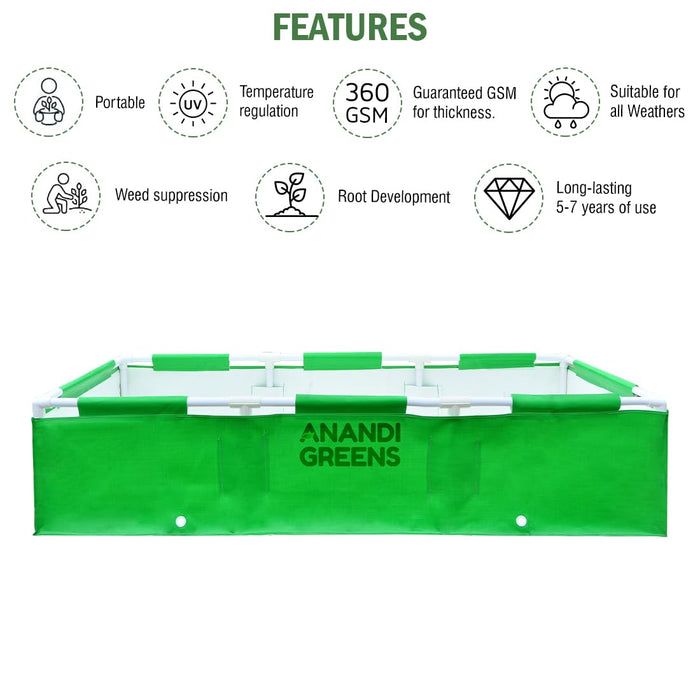 HDPE Rectangular Grow Bag | 5x2x1.5 Ft | 360 GSM with UPVC Frame