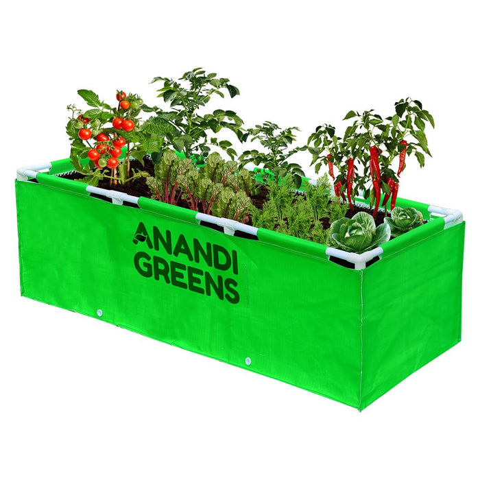 HDPE Rectangular Grow Bag | 4x1x1 ft | 360 GSM with UPVC Support Frame