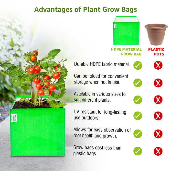 HDPE Plant Grow Bag 260 GSM Square Shaped  12X12X12 Inch Pack of 4