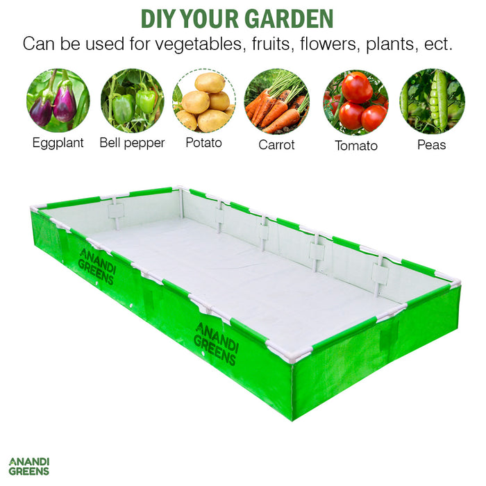 HDPE Rectangular Grow Bag | 10x4x1 Ft | 360 GSM with UPVC Frame