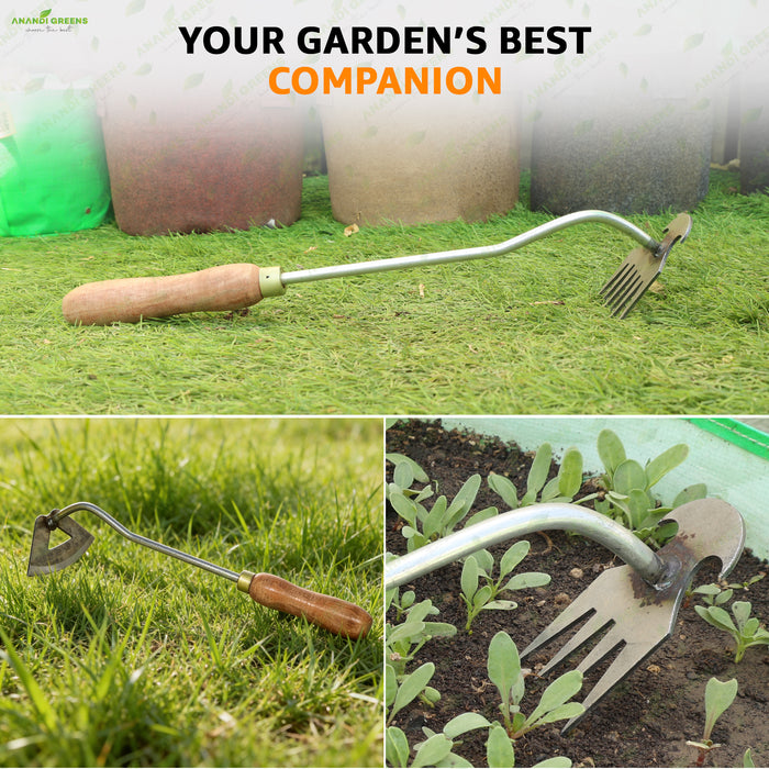 3-Piece Hand Hoe Cultivator Tool Set