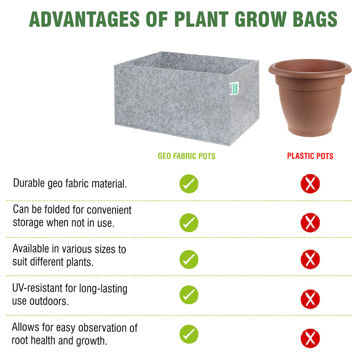 Geo Fabric Rectangular Plant Grow Bag 400 GSM 18x9x9 Inch