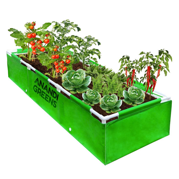 HDPE Rectangular Grow Bag | 6x2x1 ft | 360 GSM with Upvc pipe Support Frame