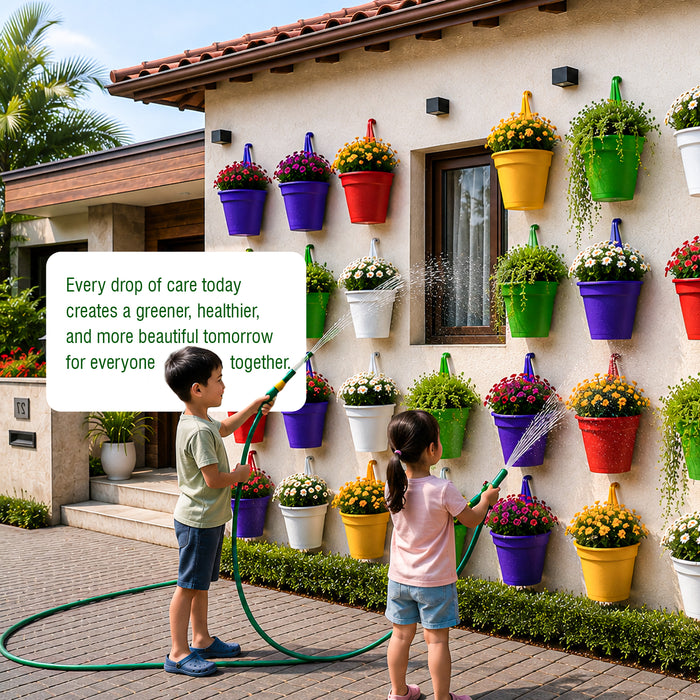 Plastic Hook Hanging Planter Pot for Balcony Railings (29 cm)