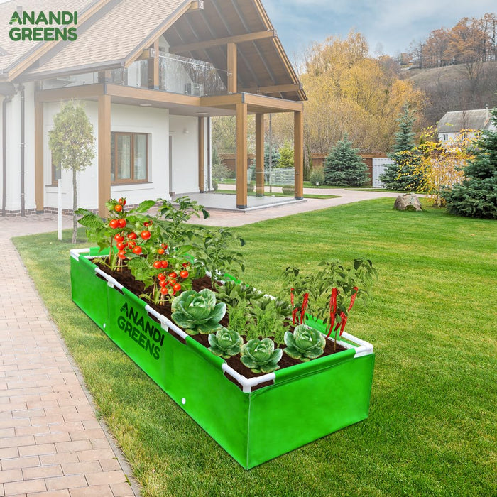 HDPE Rectangular Grow Bag | 6x2x1 ft | 360 GSM with Upvc pipe Support Frame