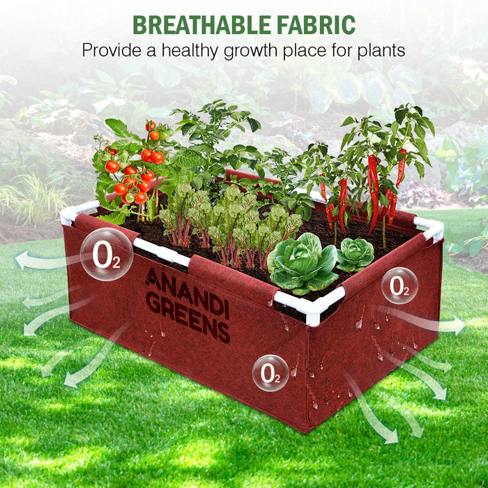 Geo Fabric Rectangular Grow Bag 3x2x1ft (400 GSM) with PVC pipe Support