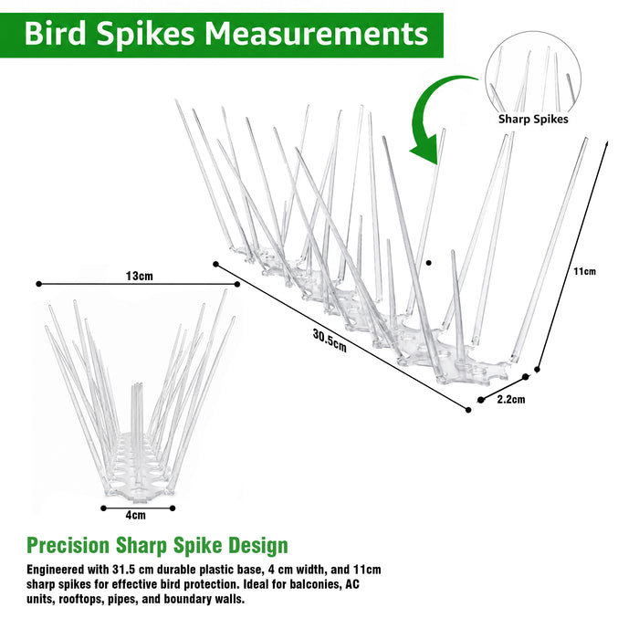 30.5×4×11 cm Product Dimension of Anti Bird & Pigeon Spikes for AC Balcony Railing & Window