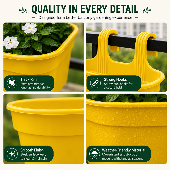 Balcony Double Hook Hanging Planter Pot Pack Of 4 Combo
