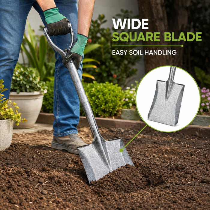 Garden Shovel for Digging Planting & Soil Preparation (Round Head)