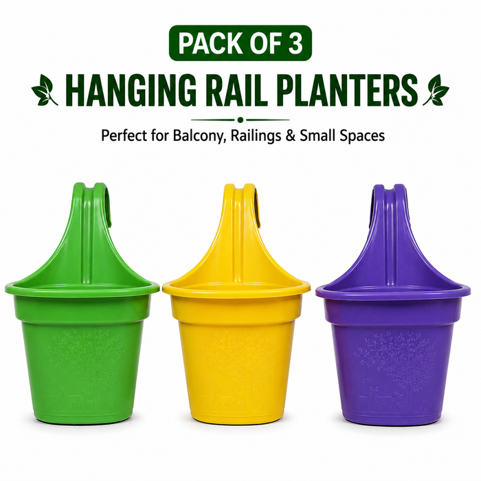 Plastic Hook Hanging Planter Pot for Balcony Railings (29 cm)