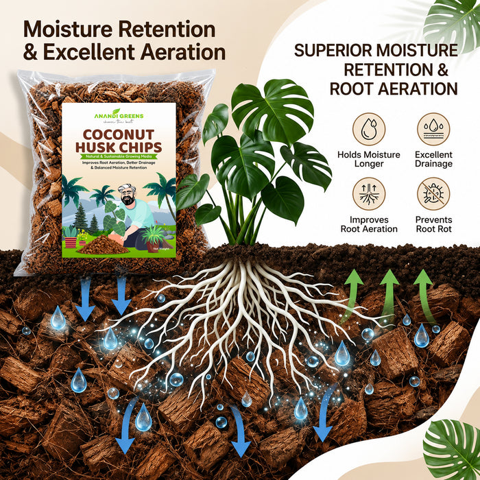 Coconut Husk Chips for Orchids Indoor Plants & Ideal for Soilless Potting Mix Natural Coconut Husk Chips for Better Growing Media
