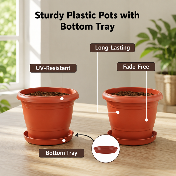 Decorative Terracotta Garden Planter Pots with Bottom Tray