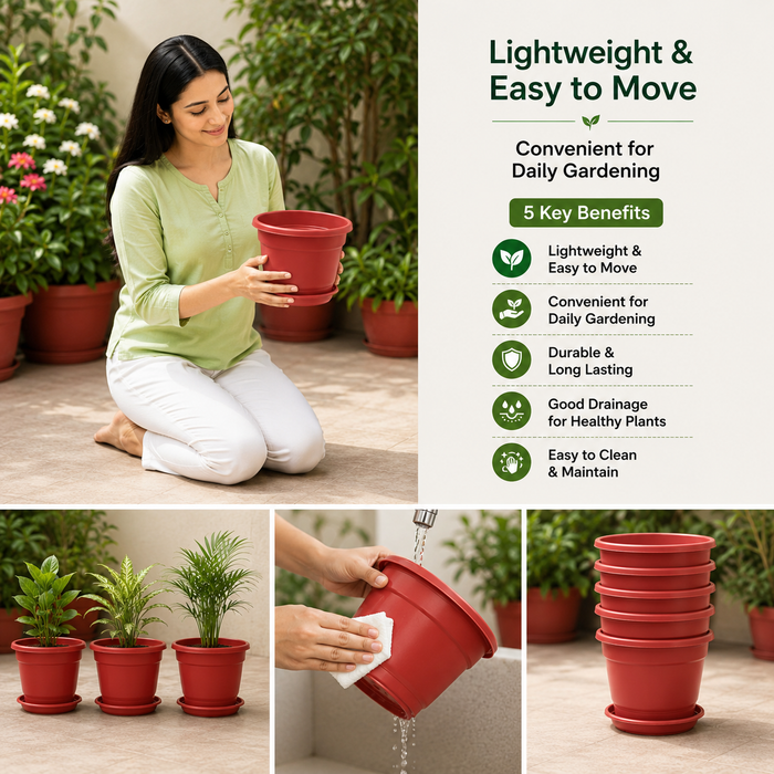 Decorative Terracotta Garden Planter Pots with Bottom Tray