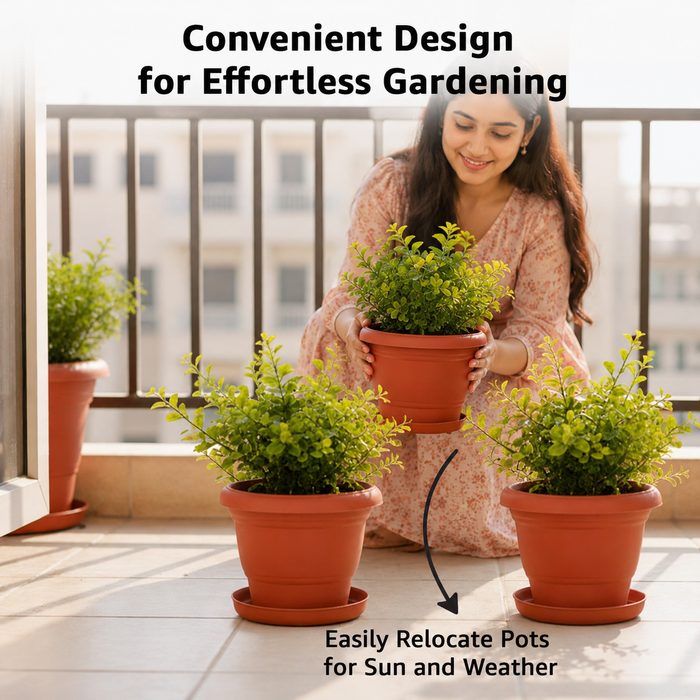 Decorative Terracotta Garden Planter Pots with Bottom Tray