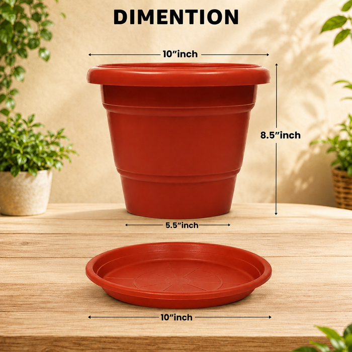 Decorative Terracotta Garden Planter Pots with Bottom Tray 10 in 