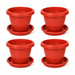 Decorative Terracotta Garden Planter Pots with Bottom Tray 10 in Set Of 4
