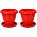 Decorative Terracotta Garden Planter Pots with Bottom Tray 12 in Set Of 2