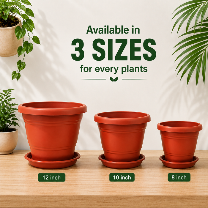 Decorative Terracotta Garden Planter Pots with Bottom Tray