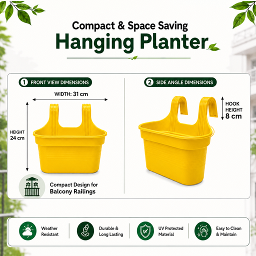 Balcony Double Hook Hanging Planter Pot Pack Of 4 Combo