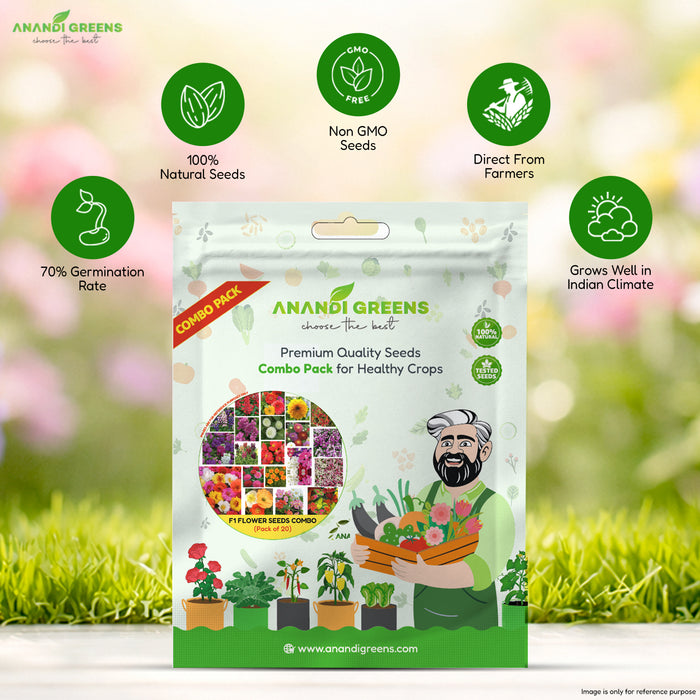 Anandi Greens Fi Hybrid Flower Seeds Combo Pack (7 Flower Seeds)
