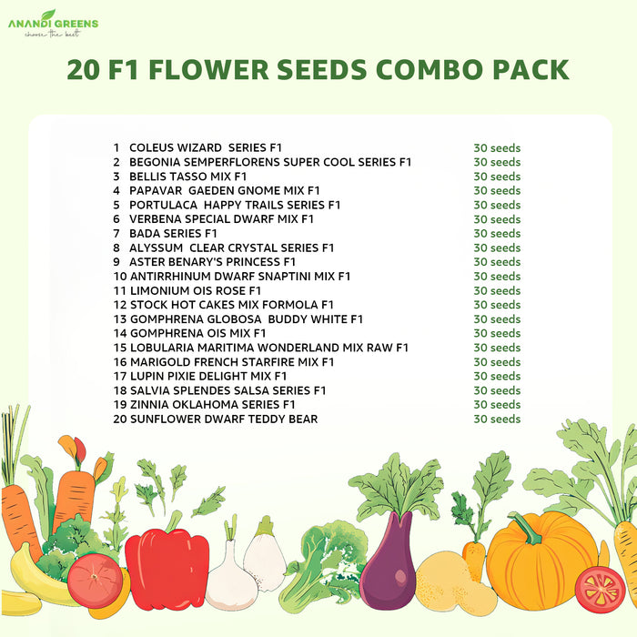 Anandi Greens Fi Hybrid Flower Seeds Combo Pack List (7 Flower Seeds)