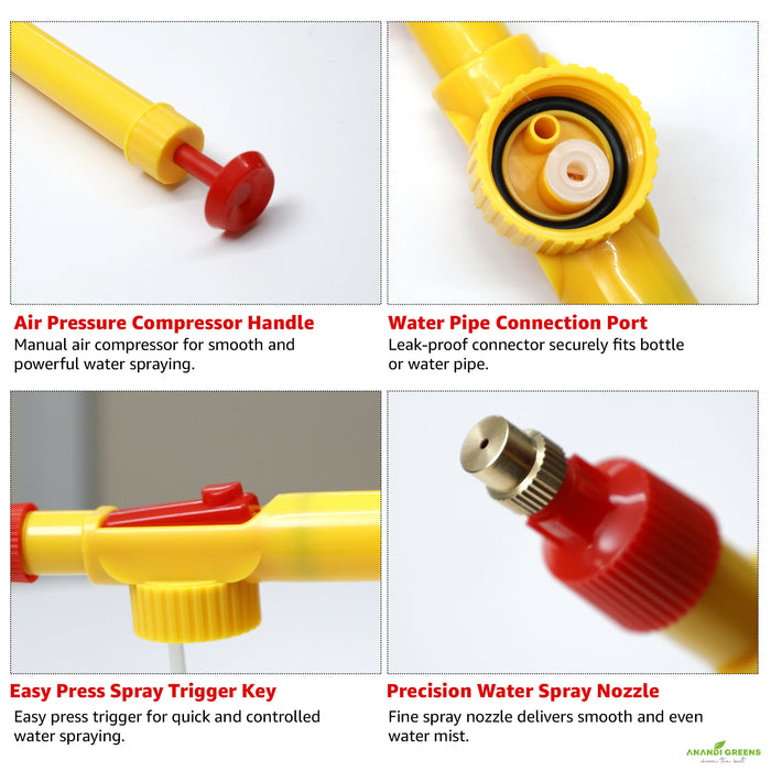Garden Pump Spray Gun Adjustable High Pressure | Manual Hand Sprayer with Brass Nozzle for Plants, Garden Watering, Pesticide & Car Wash | Heavy Duty Leak-Proof Design