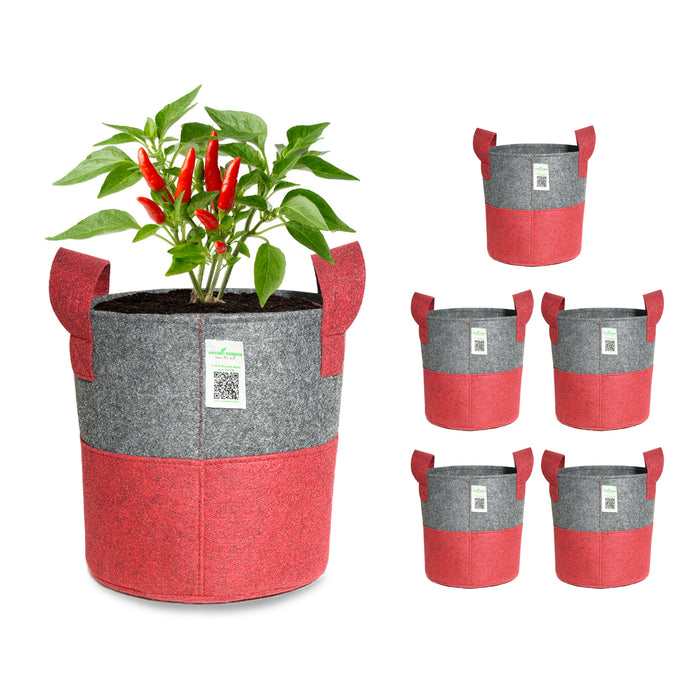 Geo Fabric Circular Plant Grow Bag (Maroon & Grey)