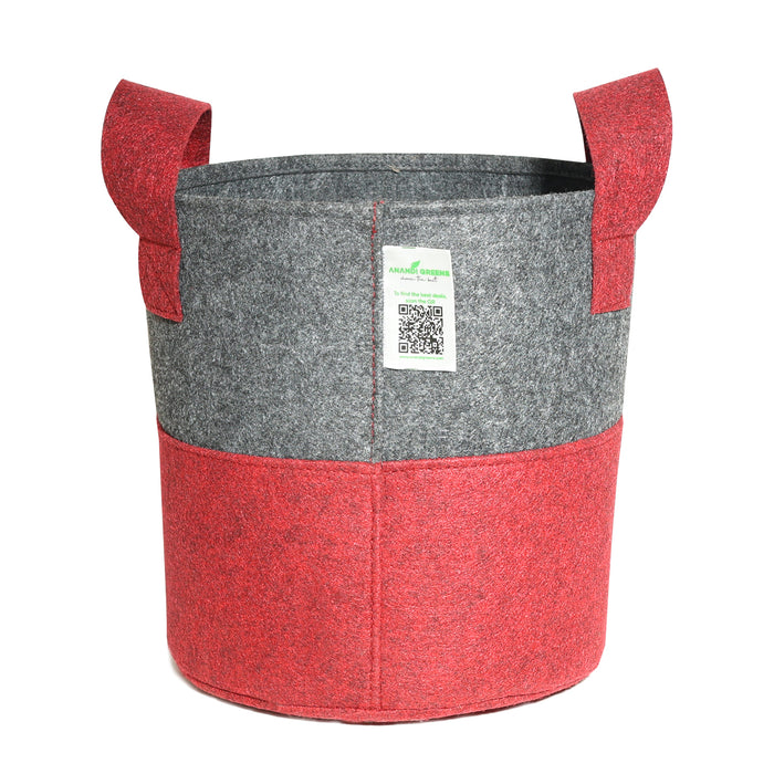 Geo Fabric Circular Plant Grow Bag (Maroon & Grey)