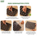 Step-by-step guide to seed germination in seedling tray with images of hands performing each step.