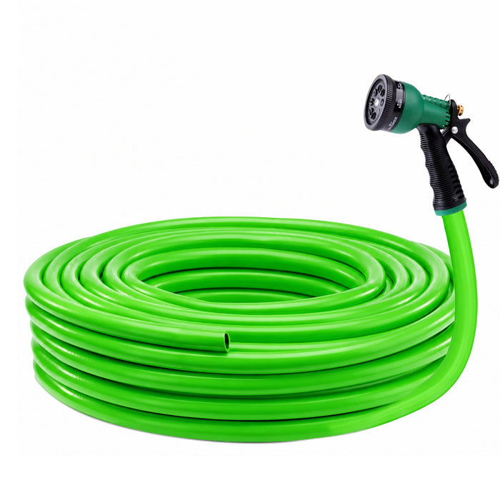 Green garden hose Pipe with a nozzle Spray 