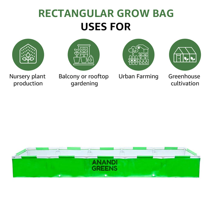 HDPE Rectangular Grow Bag | 10x2x1 Ft | 360 GSM with UPVC Frame