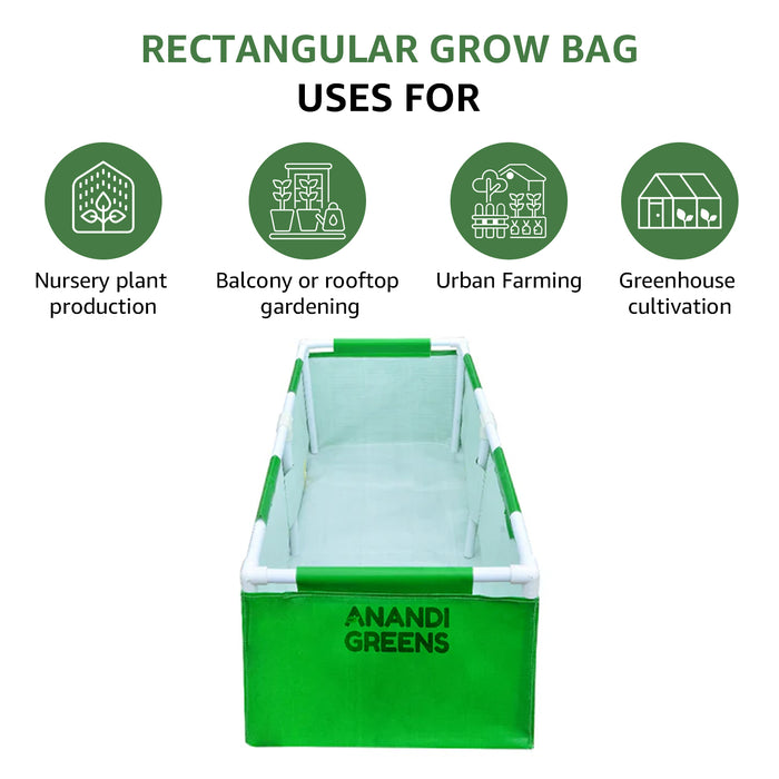 HDPE Rectangular Grow Bag | 4x2x1.5 ft | 360 GSM With UPVC Frame