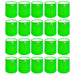 Multiple green collapsible storage bins on a white background