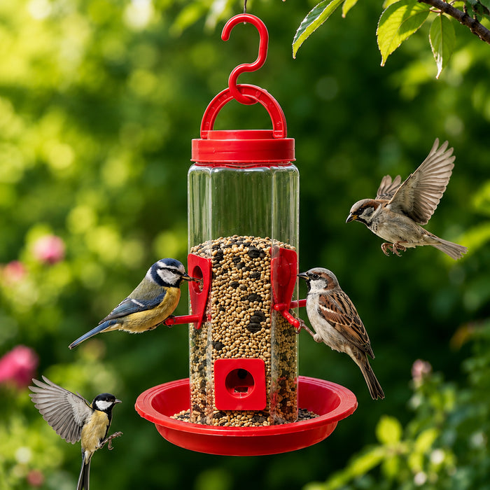 Hanging-Bird-Feeder-Red