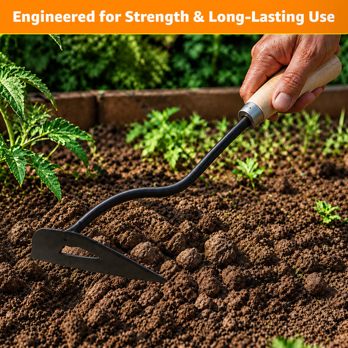 Heavy Duty Garden Hand Hoe Tool Steel Blade Soil Loosening & Weeding Tool